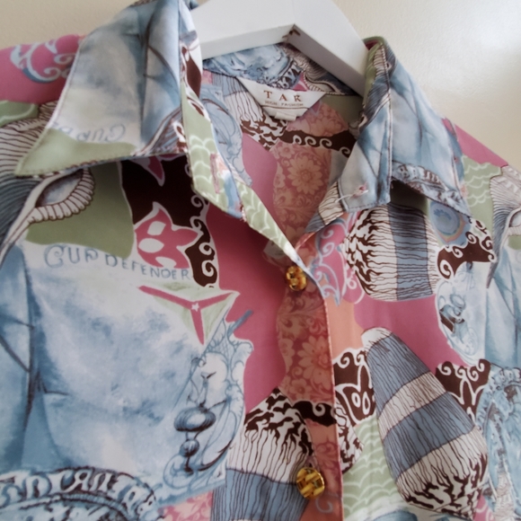 Vintage short sleeve shirt with gorgeous patern, Large Size - Picture 5 of 6